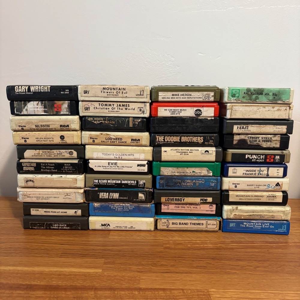 Vintage 8-Track Tape Lot 40pc Allman Brothers Lou Reed Heart‎ Joe Walsh Rock Pop